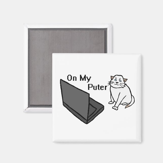 Aimant Sur Mon Ordinateur Drôle De Chat Blanc Mème (Recto/Verso)