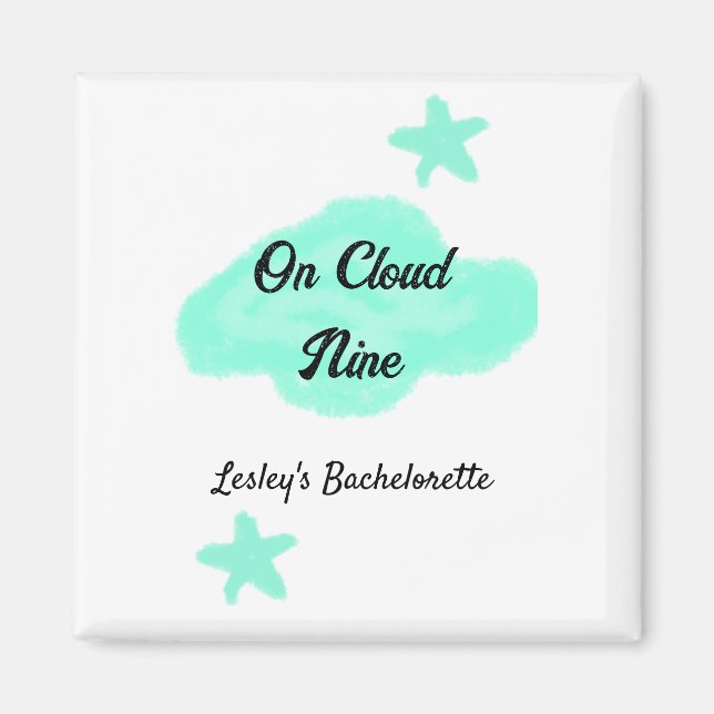 Aimant Sur un nuage neuf nuages pastel vert étoile enterr (Devant)