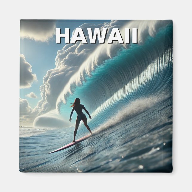 Aimant Surf en Hawaii Surfer Girl Wave (Devant)