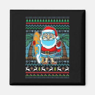 Aimant Surf Santa Claus Surfeur Noël Hawaïen Maman Papa
