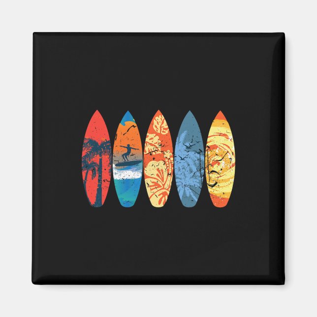 Aimant Surfant Surfeur Palmier Planche de surf Coucher de (Devant)