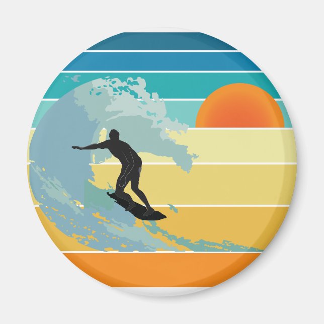 Aimant Surfer Dude Sunset Vintage (Devant)