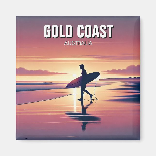 Aimant Surfer moderne Sunset Gold Coast Australie (Devant)