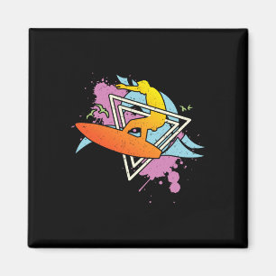Aimant Surfeur 80s 90s Vaporwave Planche de surf