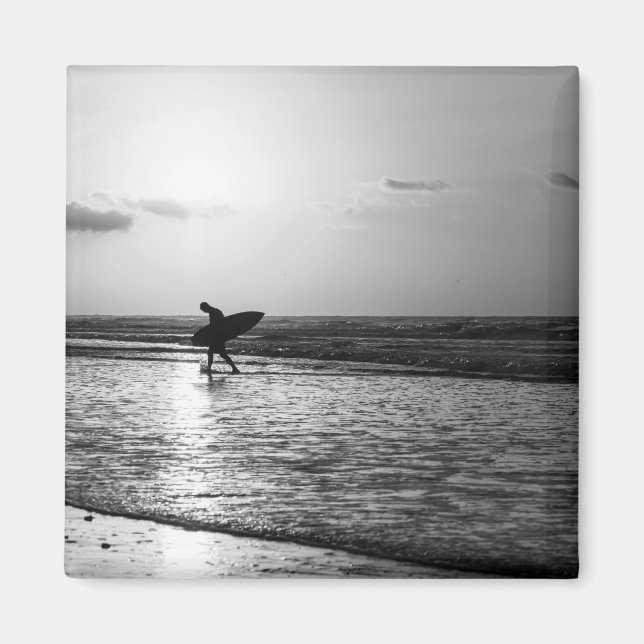 Aimant Surfeur du matin en nuances de gris (Devant)