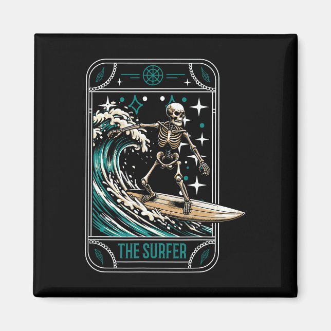 Aimant Surfeur faisant du surf sur une planche de surf -  (Devant)