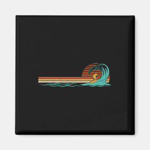 Aimant Surfeur Vague Vintage Rétro Surfant sur la Plage S