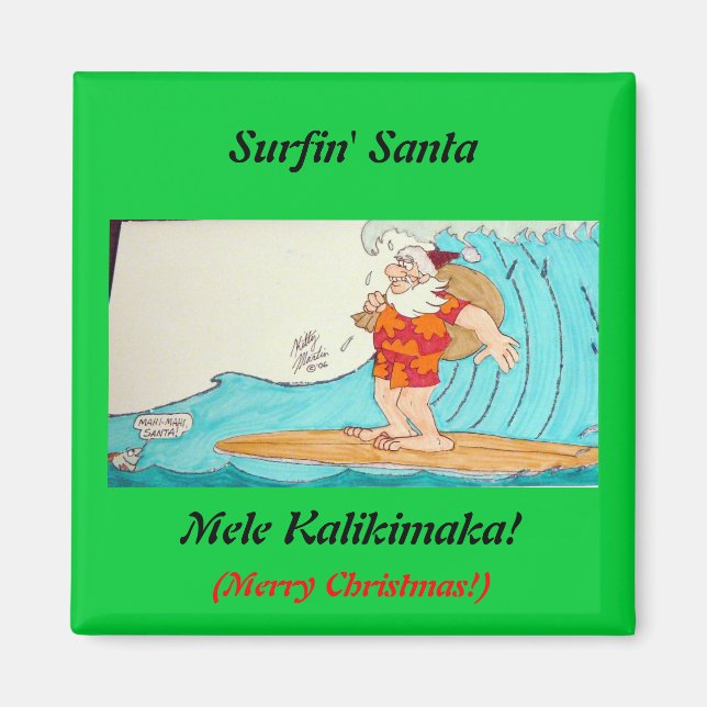 Aimant Surfin' Père Noël (Devant)