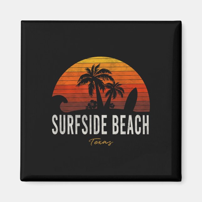 Aimant Surfside Beach Tx Texas Beach Palms Surf de vacanc (Devant)