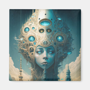 Aimant Surreal Futuristic Alien Woman Lanscape