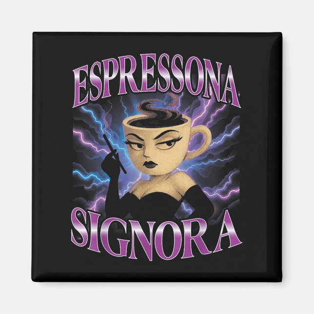 Aimant Surreal Italian Brainrot Meme Espressona Signora F (Devant)