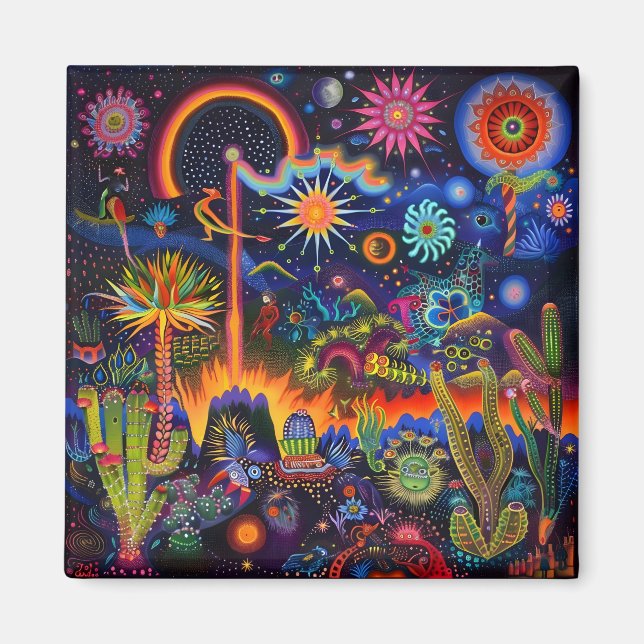 Aimant Surreal Trippy Whimsical Psychedelic Desert Cactus (Devant)