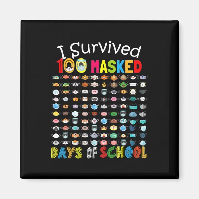 Aimant Survécu 100 Jours Masqués De L'École 100 Masques A (Devant)