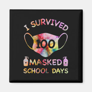 Aimant Survécu 100 Jours Scolaires Masqués Pour Enfants E