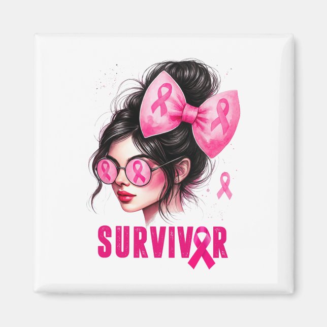 Aimant Survivant Conscience du cancer du sein Pink Messy  (Devant)