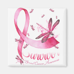 Aimant Survivant Dragonfly Pink Ribbon Cancer du sein