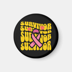 Aimant Survivante Ruban Rose Sensibilisation au Cancer du