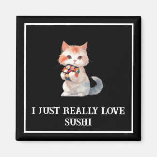 Aimant Sushi coloré "J'aime vraiment les sushis" Chat