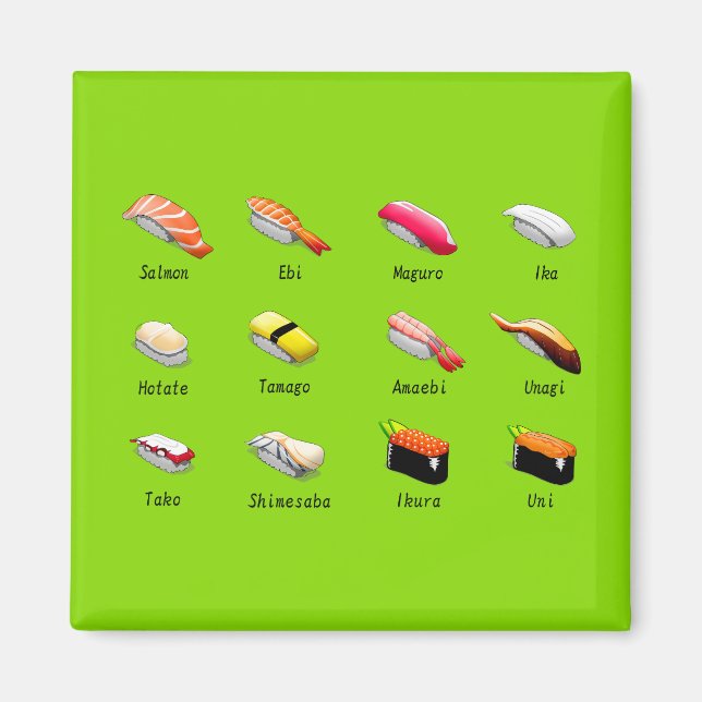 Aimant sushi de Wasabi cuisine japonaise mignonne (Devant)