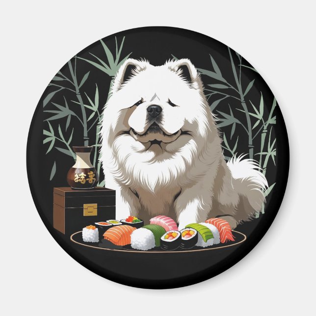 Aimant SUSHI POUR TOUS - Crème Chow  (Devant)