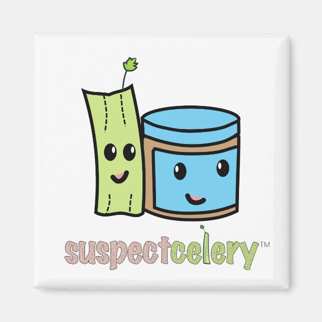 Aimant SuspectCelery™ Cute BFFs Celery + Beurre d'arachid (Devant)