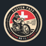 Aimant Susten Pass | Suisse | Motorcycle<br><div class="desc">Susten Pass fait dans un emblème de style vintage et en détresse. C'est un célèbre col de haute montagne que l'on trouve en Suisse.</div>