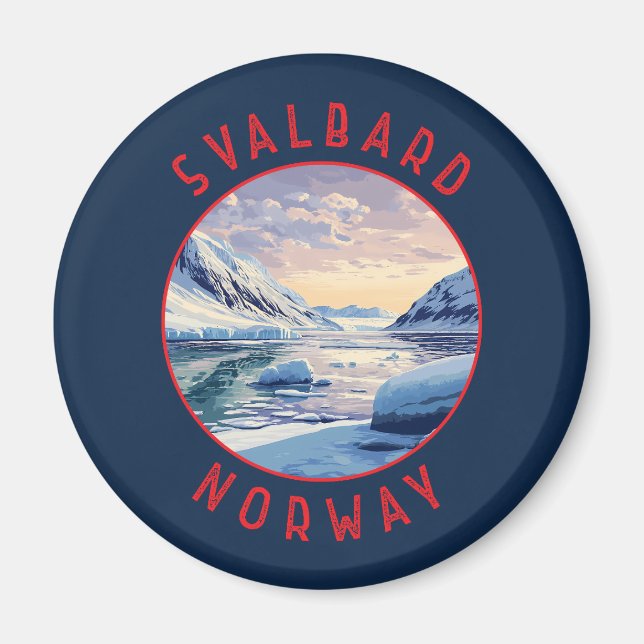 Aimant Svalbard Norvège Cercle en détresse rétro (Devant)