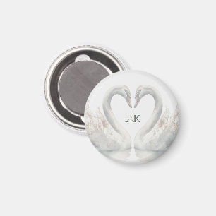 Aimant Swans romantiques Mariage Couple Monogramme