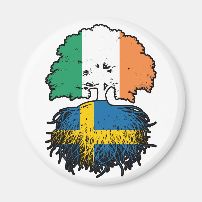 Aimant Sweden Irish Ireland Tree Roots Flag (Devant)