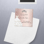 Aimant Sweet 16 rose gold glitter save the date<br><div class="desc">16,  16e jour. A rose gold,  blush gradient background color. Decorated with faux silver glitter dust,  a tiara crown and a dress. Personalize and add a name,  age and a date. Save the Date is writes with a manua moderne lettered style script with swashes</div>