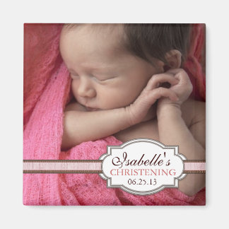 Aimant Sweet Baby Girl Christening Brown & Rose Photo