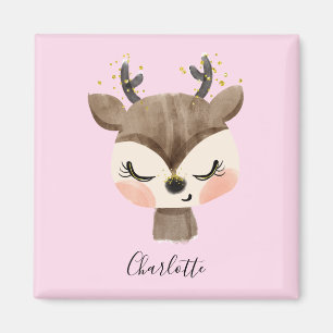 Aimant Sweet Cute & Girly Pastel Blush Rose Bébé Reindeer