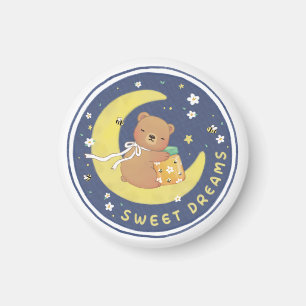 Aimant Sweet Dreams : Teddy Bear & Honey Illustration
