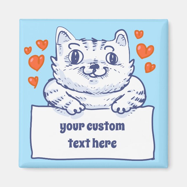 Aimant sweet kitty holds blank banner cartoon (Devant)