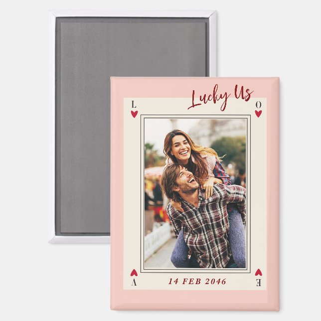 Aimant Sweet Romantic Cute Retro Cadeaux de Saint Valenti (Recto/Verso)