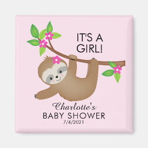 Aimant Sweet Sloth Girls Baby shower Favoriser l'aimant