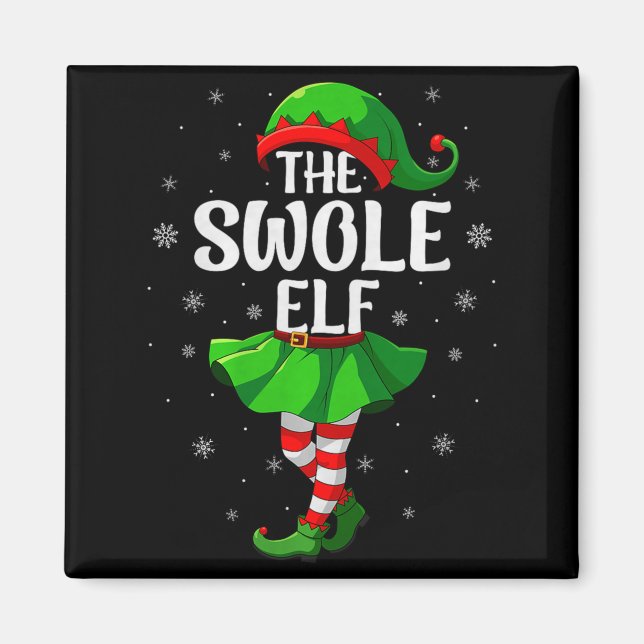 Aimant Swole Elf Christmas Girls Women Elf Squad Xmas Fam (Devant)
