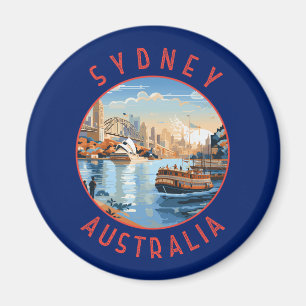 Aimant Sydney Australia Retro Cercle en détresse
