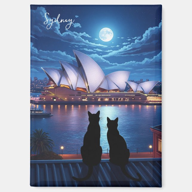 Aimant Sydney Opera House Australie chats la nuit (Recto)