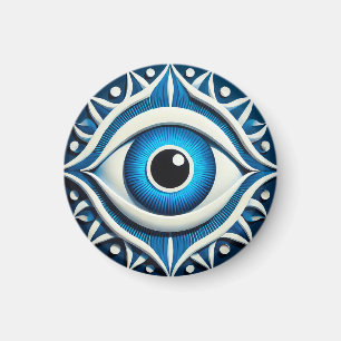 Aimant Symbole abstrait de l'œil maléfique bleu