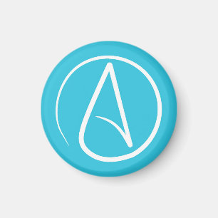 Aimant Symbole athée : blanc sur bleu ciel