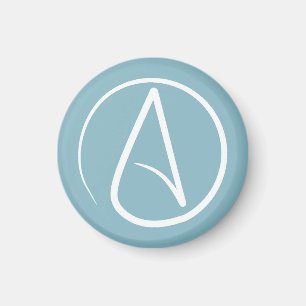 Aimant Symbole athée : blanc sur gris-bleu
