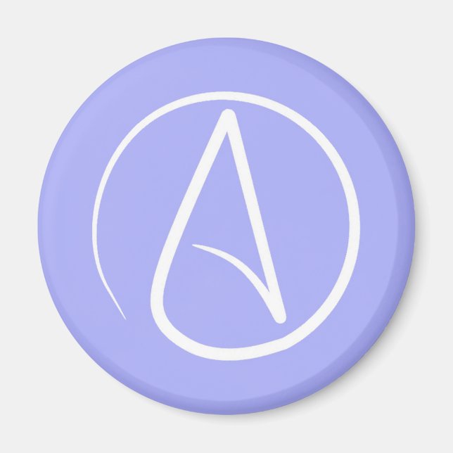 Aimant Symbole athée : blanc sur perwinkle (Devant)