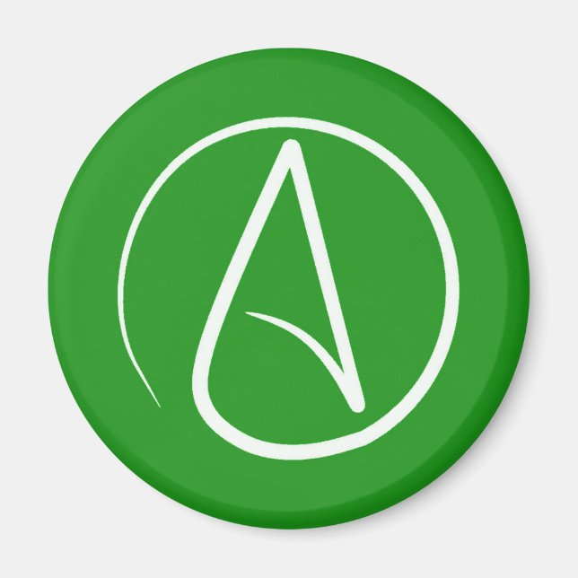 Aimant Symbole athée : blanc sur vert (Devant)