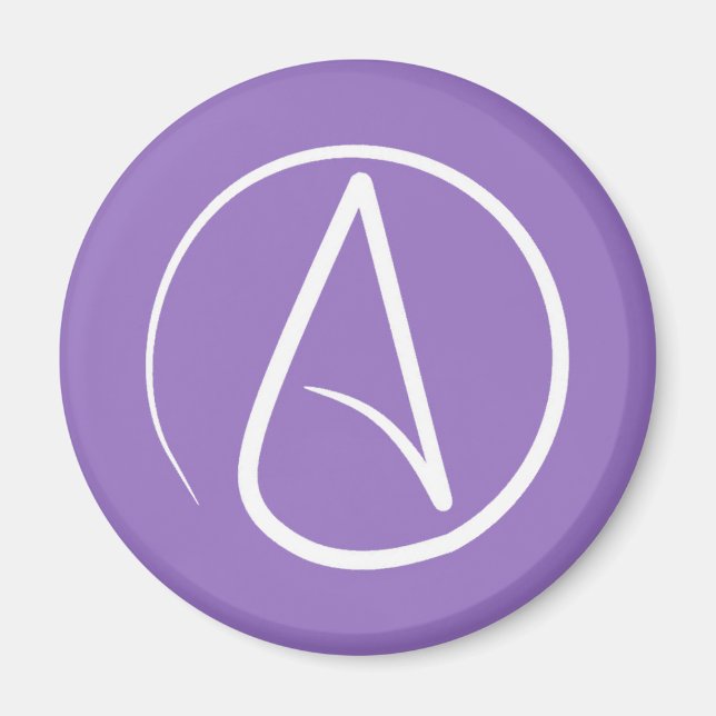 Aimant Symbole athée : blanc sur violet (Devant)