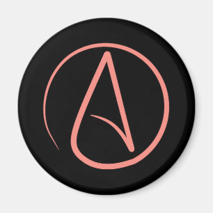 Aimant Symbole athée : corail sur noir