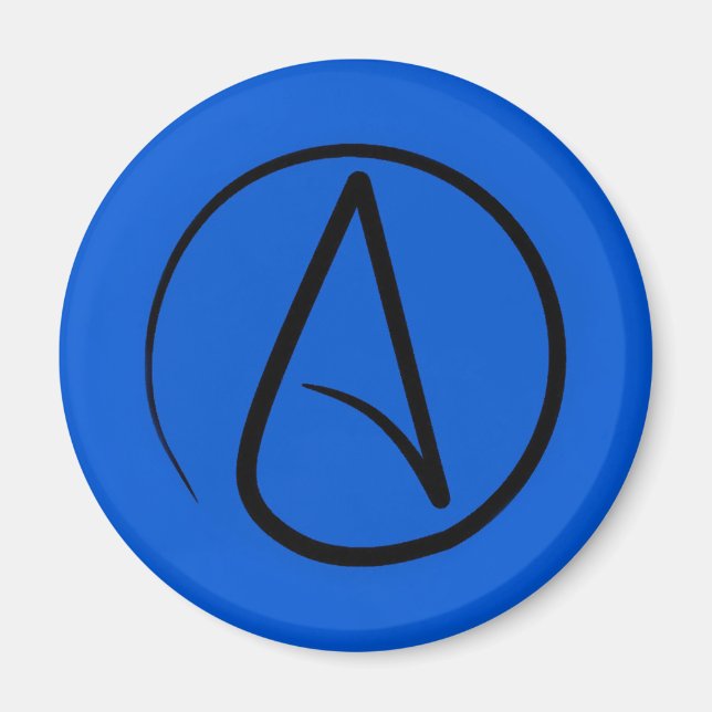 Aimant Symbole athée : noir sur bleu royal (Devant)