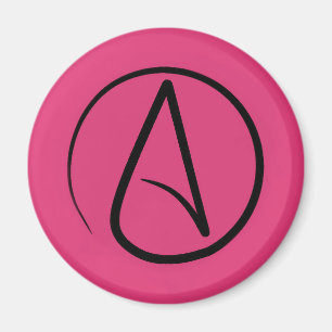 Aimant Symbole athée : noir sur fuchsia