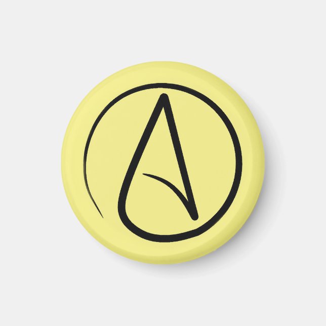 Aimant Symbole athée : noir sur jaune clair (Devant)