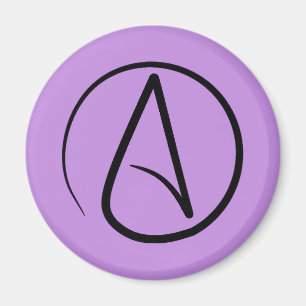 Aimant Symbole athée : noir sur le lilas